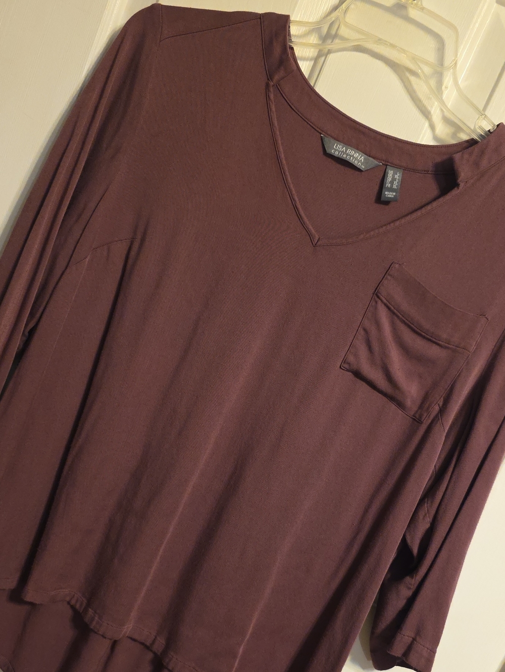 Lisa Rinna Collection Plum V-Neck Top